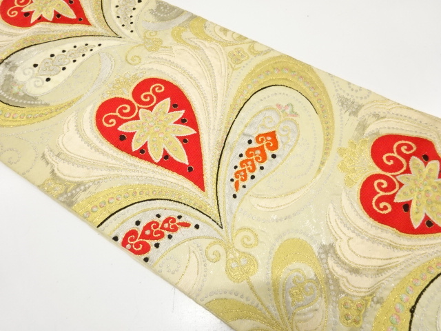 アンティーク　花更紗模様織り出し袋帯（材料）